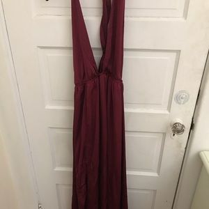 Red silk prom dress